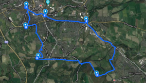 A map of Barnsley Recovery Steps' Walk for Recovery on 17th September