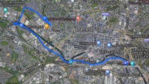 A map of Forward Leeds' recovery walk to recognise National Recovery Month