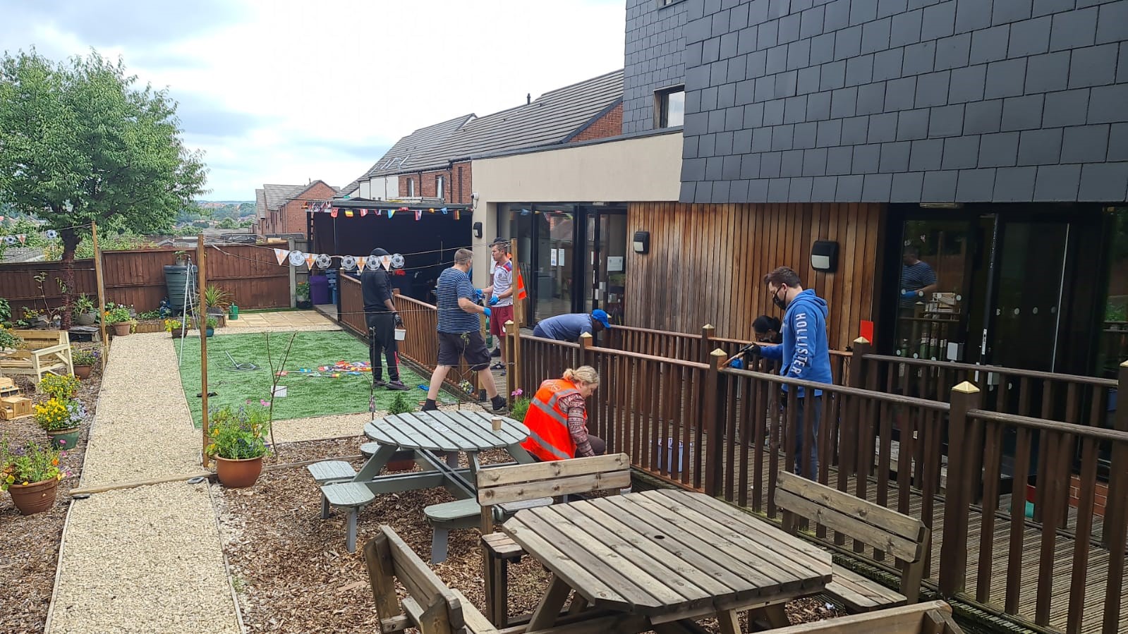 Virgin volunteers in the Greens garden