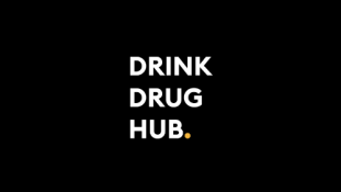 A graphic with a black background and white text which reads "Drink Drug Hub"